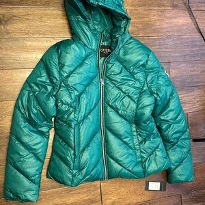 Ladies Guess Green Puffer Coat